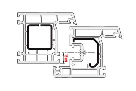 Смещение оси фурнитурного паза 13 мм на пластиковой двери